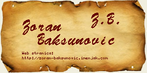 Zoran Bakšunović vizit kartica